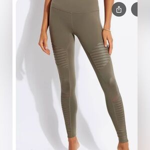 Alo Khaki Green High Waisted Moto Leggings